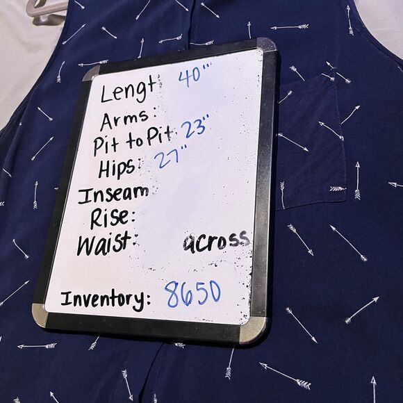 J For Justify Navy Blue Cream Arrows Print Sleeveless Button Up Dress Womens 2XL - Picture 10 of 10